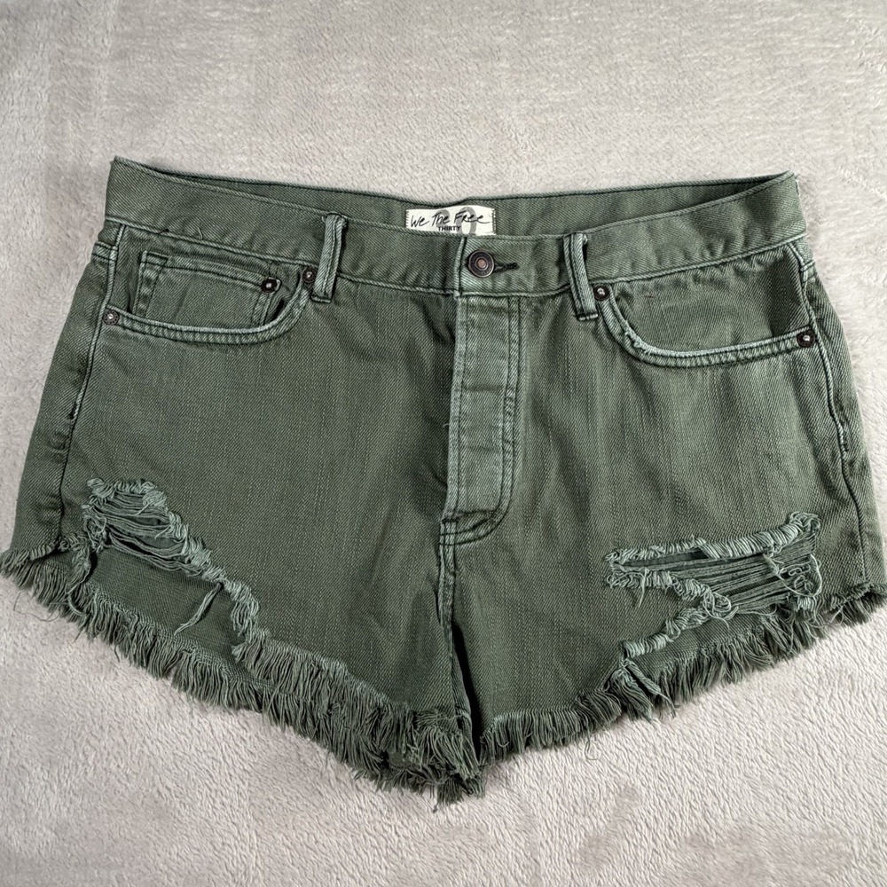 We The Free Free People Olive Green Distressed Cutoff Shorts Womens 30